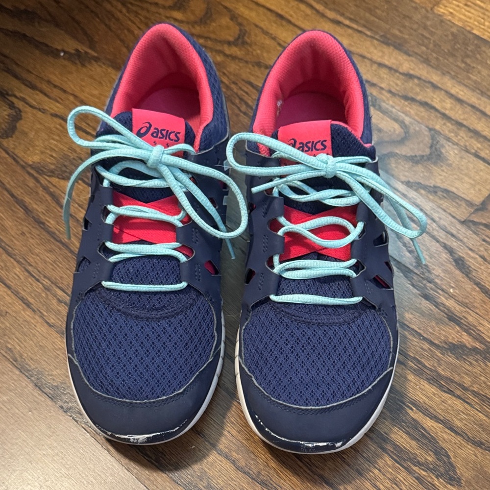 Asics Blue and Pink Athletic Shoes